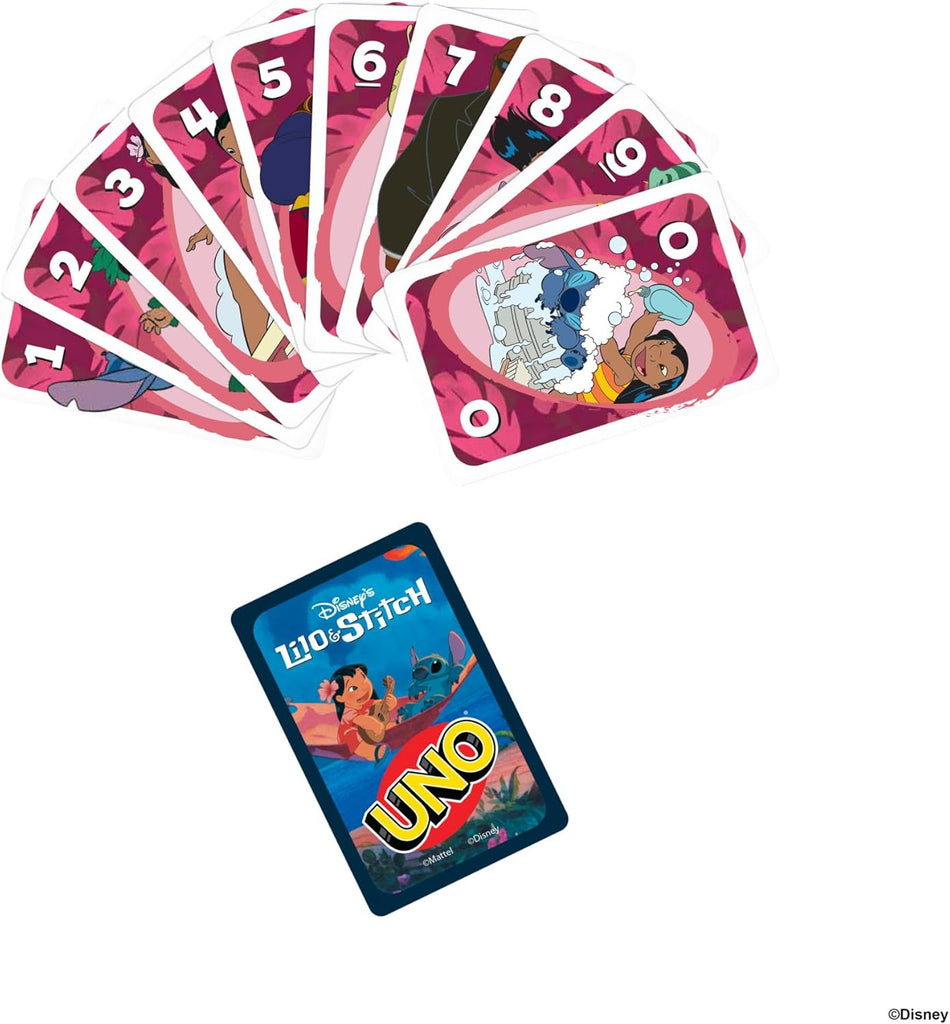 Mattel UNO Lilo and Stitch card game number cards